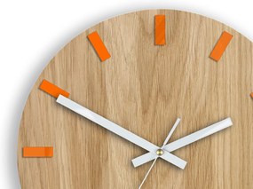 Dřevěné nástěnné hodiny Simple 33 cm dub přírodní/oranžové