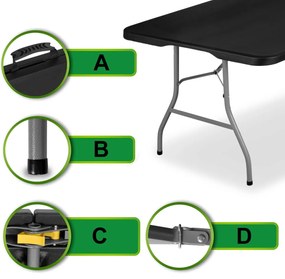 Cateringový skladací stôl IMPRO 240 cm čierny