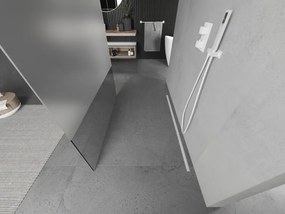 Mexen Kioto, priechodná sprchová zástena 140 x 200 cm, 8mm sklo číre/námraza, 2x biela stabilizačná rozpera, 800-140-002-20-35