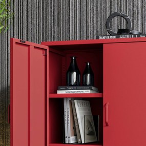 Skrinka do obývačky s policami VITO, 800 x 1015 x 400 mm, Modern: červená farba