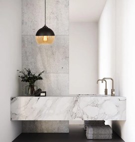 Závesné svietidlo v okrovožltej a čiernej farbe so skleneným tienidlom ø 20 cm Camini – Opviq lights