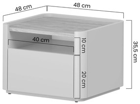 Nočný stolík Elivo 50 cm so zásuvkou - kašmír / olejovaný dub