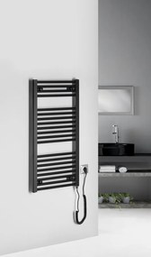 Aqualine Aqualine, DIRECT-E elektrické vykurovacie teleso, rovné, 450x960 mm, 300 W, čierna, ILE94TB