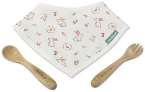 Sada podbradníka a dreveného príboru Bunny
