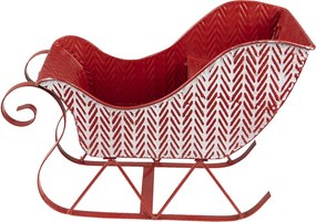 Červeno-biela antik vianočná dekorácia sánky - 32*15*24 cm