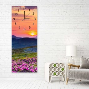 Gario Hodiny na stenu Horská lúka pri západe slnka Rozmery: 25 x 65 cm