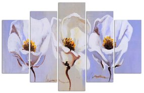Obraz na plátně pětidílný Květiny Bílá příroda - 200x100 cm