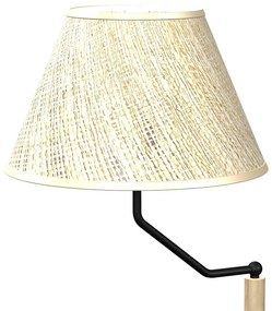Stolná lampa Etna, 1x slonovinové ľanové tienidlo, b/drevo