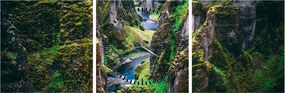 Obraz - Rieka v skalnatom údolí (s hodinami) (90x30 cm)