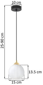 Závesné svietidlo Costa, 1x biele sklenené tienidlo, b/g