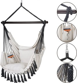 Závěsné houpací křeslo Alex krémové