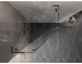 Mexen Lunar, L päťuholníkový sprchový kút naklápací doľava 90 x 90 cm, 8mm číre sklo, profil ružové zlato, 831L-090L-090P-60-00-L