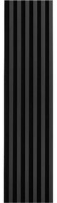 Akustické dekoračné panely, čierny mat 3D lamely na filcovom podklade, rozmer 270 x 30 cm, IMPOL TRADE