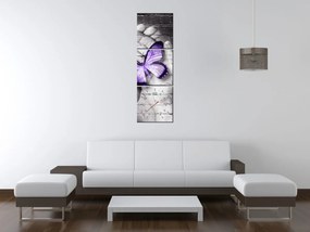 Gario Obraz s hodinami Fialový motýľ na dlaniach - 3 dielny Rozmery: 100 x 70 cm