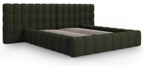 Zelená čalúnená dvojlôžková posteľ s úložným priestorom a roštom 180x200 cm Mamaia – Micadoni Home