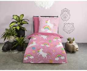 Ružové detské obliečky na jednolôžko z mikrovlákna 140x200 cm – Good Morning