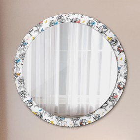 Okrúhle ozdobné zrkadlo na stenu Motýľ fi 90 cm