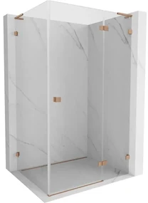 Mexen Lunar, L pravý výklopný sprchový kút 90 x 80 cm, 8mm číre sklo, profil medená matná, 834L-090-080-65-00-P