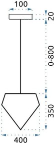Toolight - Závesná lampa 1xE27 DIAMENT 392197, čierna, OSW-08570