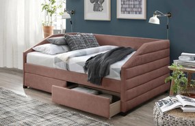 Čalúnená posteľ MACK ružová s matracom