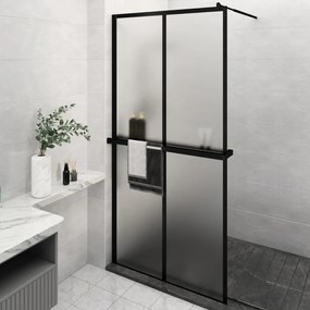 Sprchová stena s policou čierna 118x190 cm ESG sklo a hliník 3185489