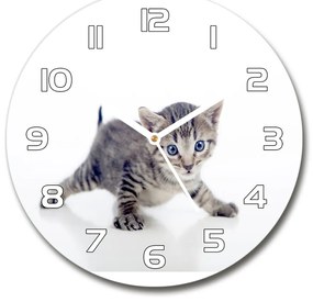 Sklenené nástenné hodiny okrúhle Malá mačka pl_zso_30_f_95620650