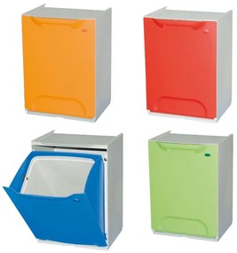 Súprava 4 farebných plastových košov na triedený odpad, 20 L, 340 x 290 x 470 mm