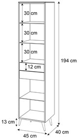 VITRÍNA NESSIE KAŠMÍR + ZLATÁ NA NOŽIČKÁCH 45 x 194 cm