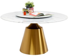 Lucia jedálenský stôl bielo-zlatý Ø135 cm