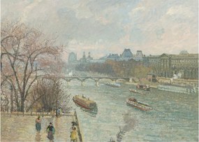 Obraz - Camille Pissarro, The Louvre, Afternoon, Rainy Weather, reprodukcia (70x50 cm)