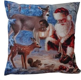Vankúšová obliečka Santa so zvieratkami 40 × 40 cm