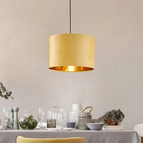 Závesná lampa Aura zamatové tienidlo Ø 30 cm žltá