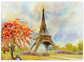 Maľovaný obraz Eiffelovej veže (70x50 cm)