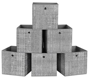 Skladacie úložné boxy, sada 6 ks, sivá farba