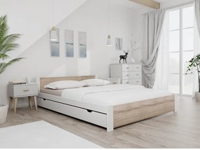 Posteľ IKAROS 160 x 200 cm, biela/dub sonoma Rošt: S lamelovým roštom, Matrac: Bez matraca