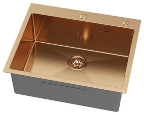 Erga HD, 1-komorový oceľový drez 600x500x210 mm, ružové zlato, ERG-MLS-HD6050Z