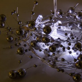 DECOLED LED světelný řetěz na baterie, stříbrné perly, ledově bílá, 10 diod, 1,3 m