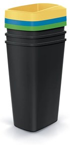 Set košov na triedený odpad, hranaté, 3 x 45 l, farebná