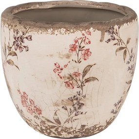 Béžový keramický obal na kvetináč s lúčnymi kvetmi Monnia S - Ø 13*11 cm