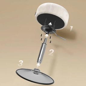 Výškovo nastaviteľná stolička AURA k toaletnému stolíku, Ø35cm, krémová Vasagle