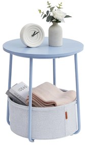 Okrúhly stolík s úložným košom, bledomodrý, púdrovo modrý