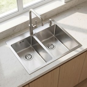 Rea Toby, 1.5-komorový nerezový drez 560x480x210 mm, brúsená oceľ, ZLE-06417