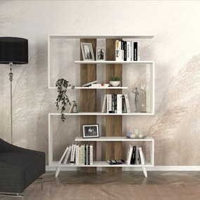 Könyvespolc Rain - White, Walnut