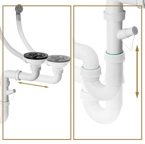 Gamma Gamma, 1-komorový manuálny sifón pre granitové drezy, grafitová, GMA-1M11BK