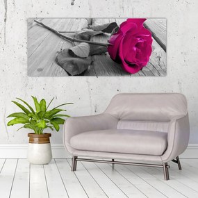 Obraz - Ružová ruža (120x50 cm)