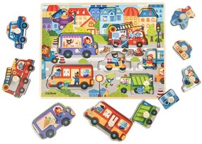 Mideer Drevené vkladacie puzzle: Doprava
