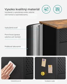 Kovová úložná skrinka BRIX, 76x80x40cm, čierna/hnedá SongmicsHome