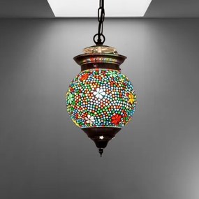 Moderná orient závesná lampa Globe mozaika KVETY Ø15