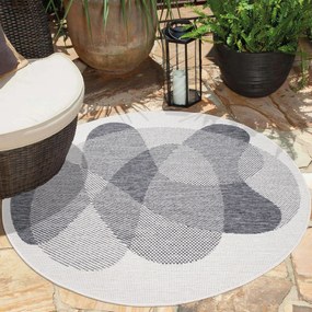 Dekorstudio Obojstranný okrúhly koberec na terasu DuoRug 5835 - sivý Priemer koberca: 160cm