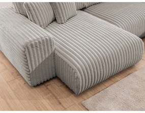 Svetlosivá menčestrová rohová pohovka (pravý roh/do tvaru "U") Justin – Ropez